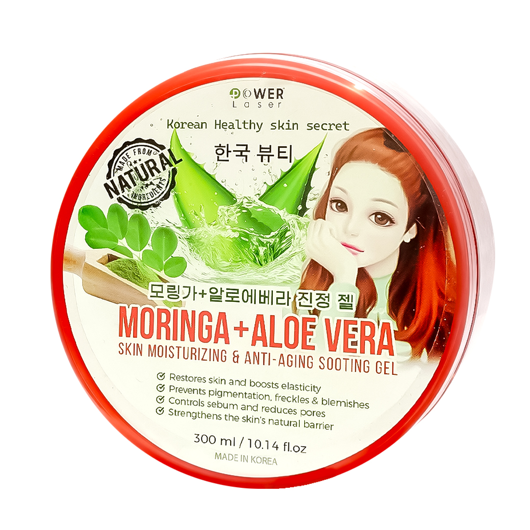 POWER LASER MORINGA+ALOE VERA SOOTHING GEL (SKIN MOISTURIZING & ANTI-AGING) – 300ml